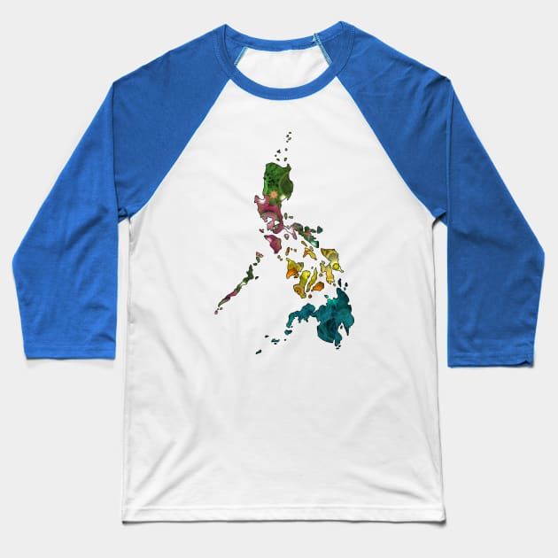 Spirograph Patterned Philippines Provinces Map Baseball T-Shirt by RachelEDesigns